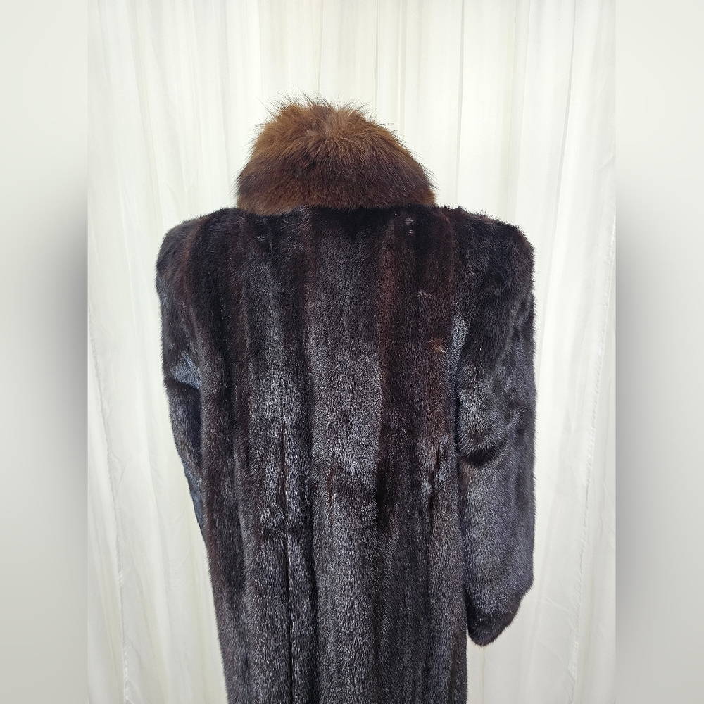 Gorgeous Two-Tone Brown Glam Mink Fur Coat With Bracelet Cuff Medium - Picture 11 of 13